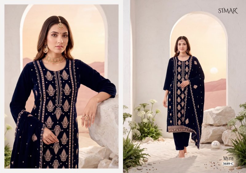 Myra By Glossy Simar Velvet Dress Materials 